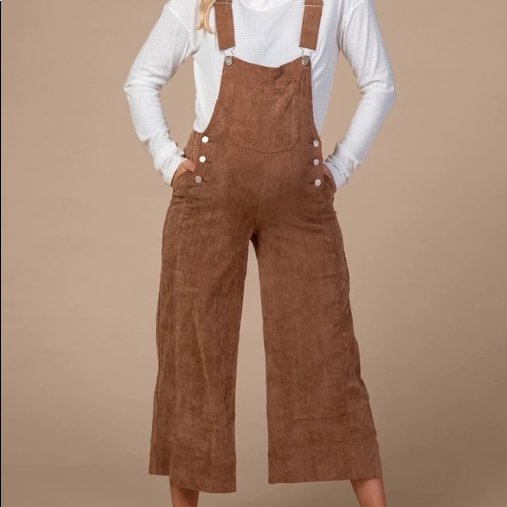 Pinkblush | Wide-leg Corduroy Maternity Overalls